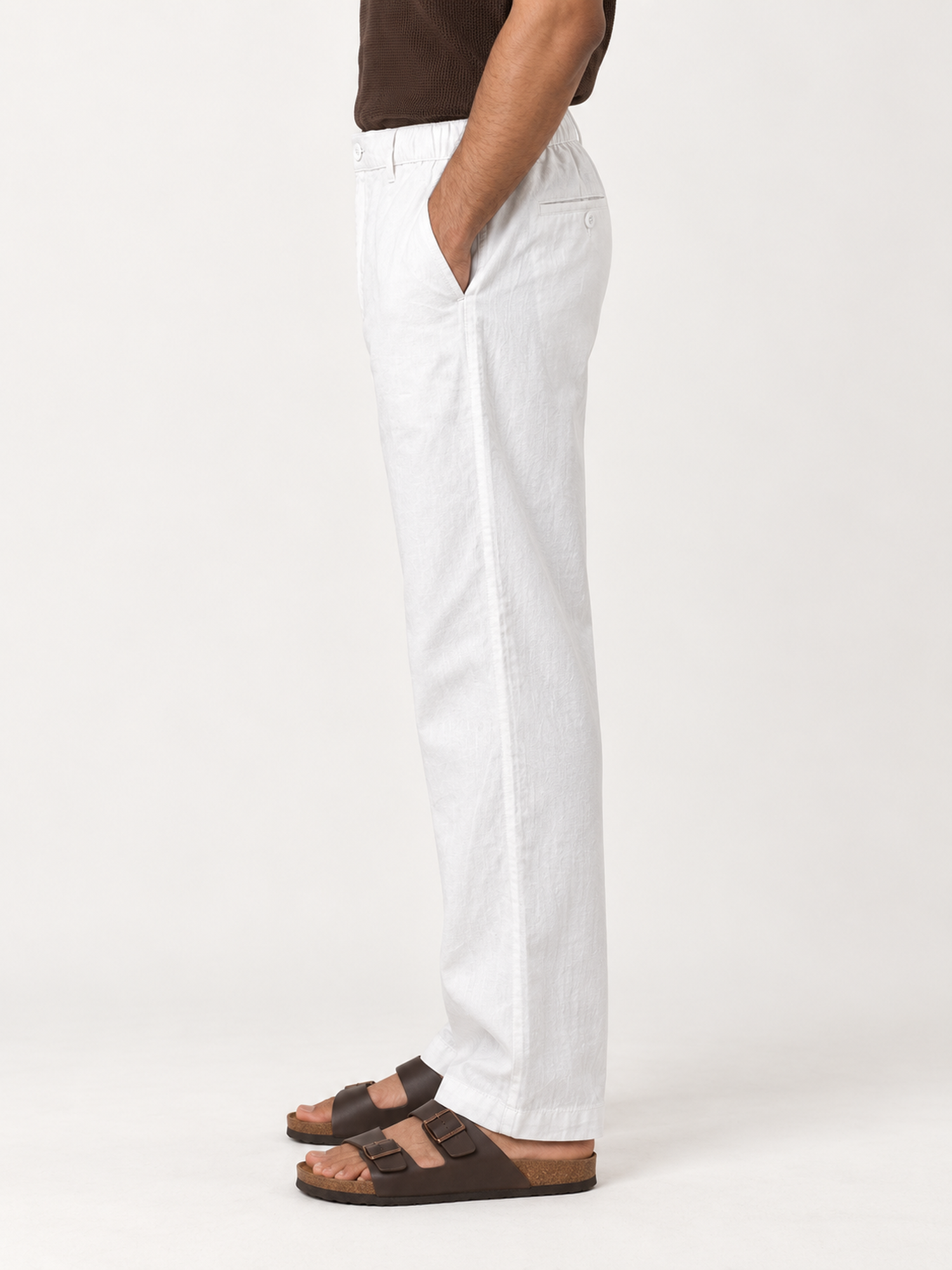 Cotton Linen Casual Pants in White