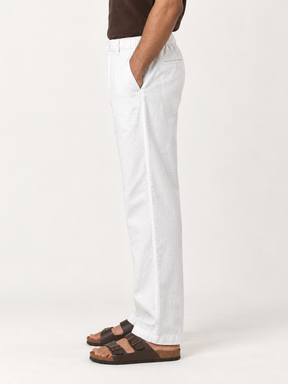 Cotton Linen Casual Pants in White