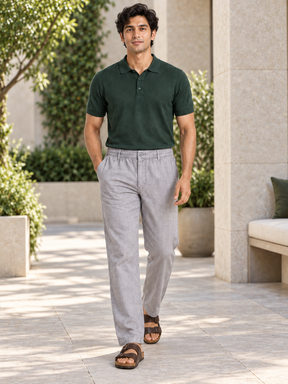 Cotton Linen Casual Pants in Grey