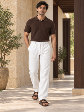 Cotton Linen Casual Pants in White