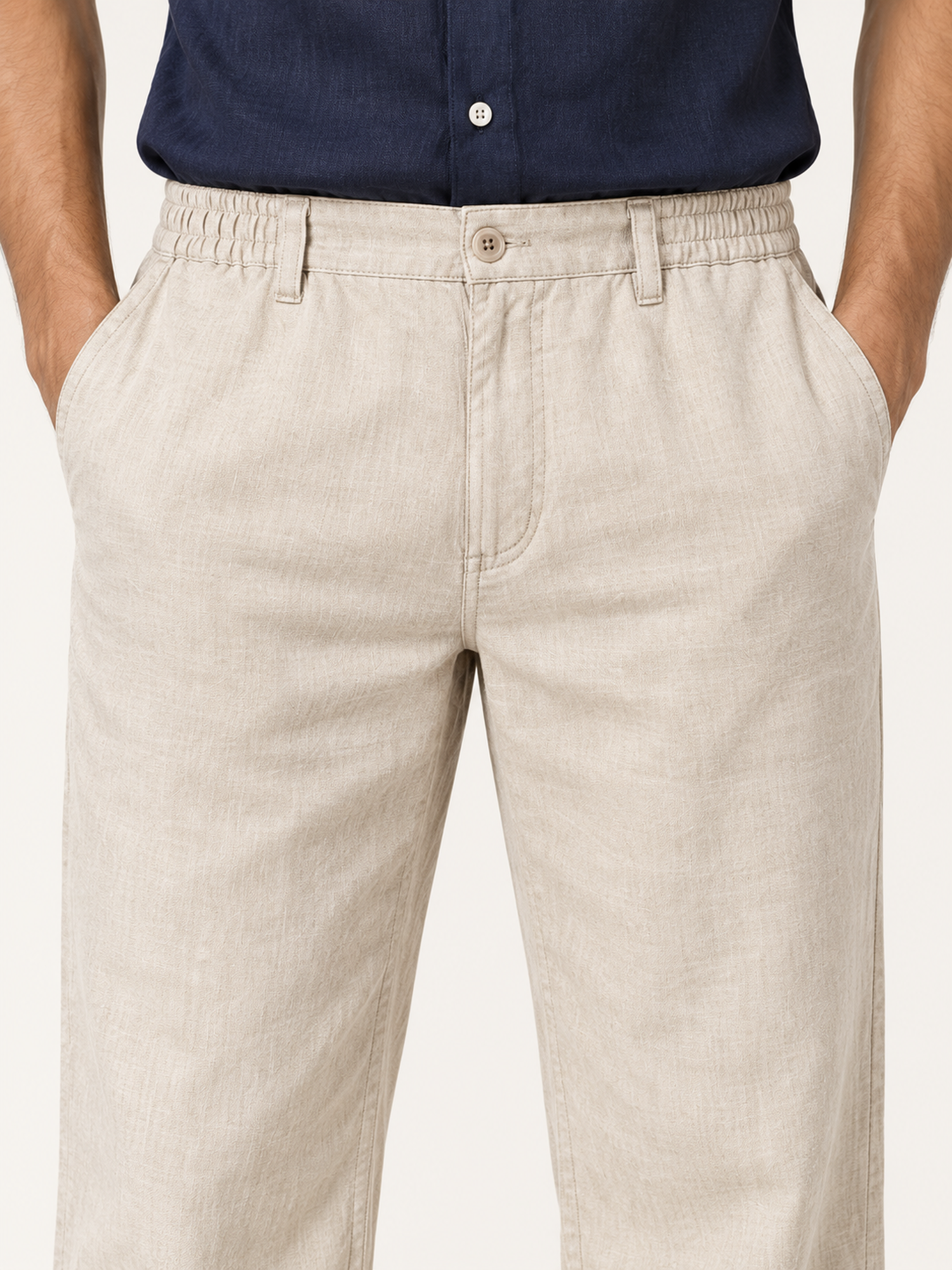 Cotton Linen Casual Pants in Beige