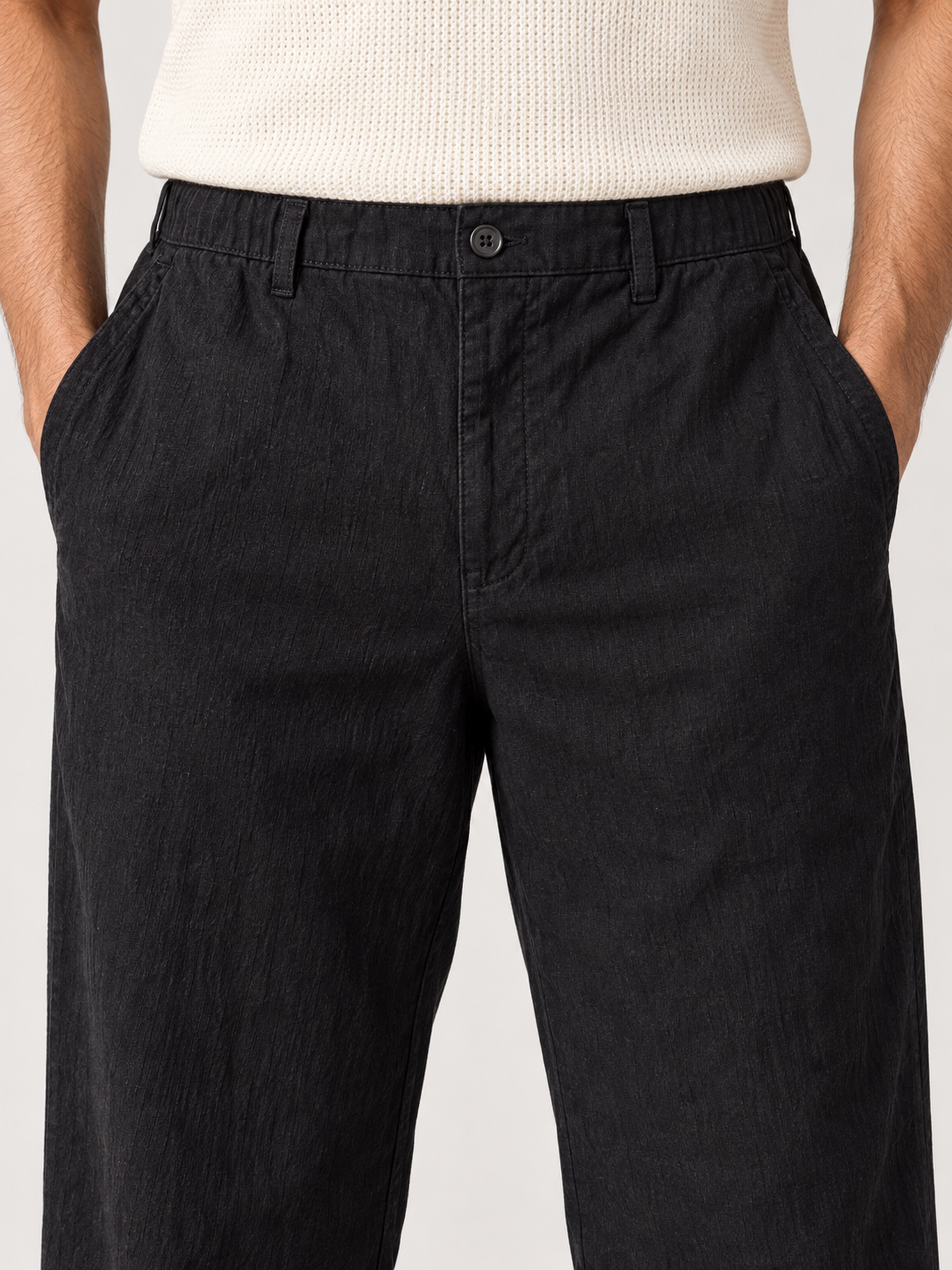 Cotton Linen Casual Pants in Black