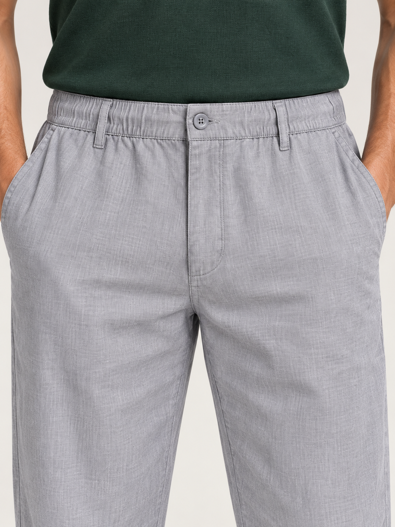 Cotton Linen Casual Pants in Grey