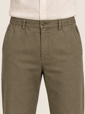 Cotton Linen Casual Pants in Olive