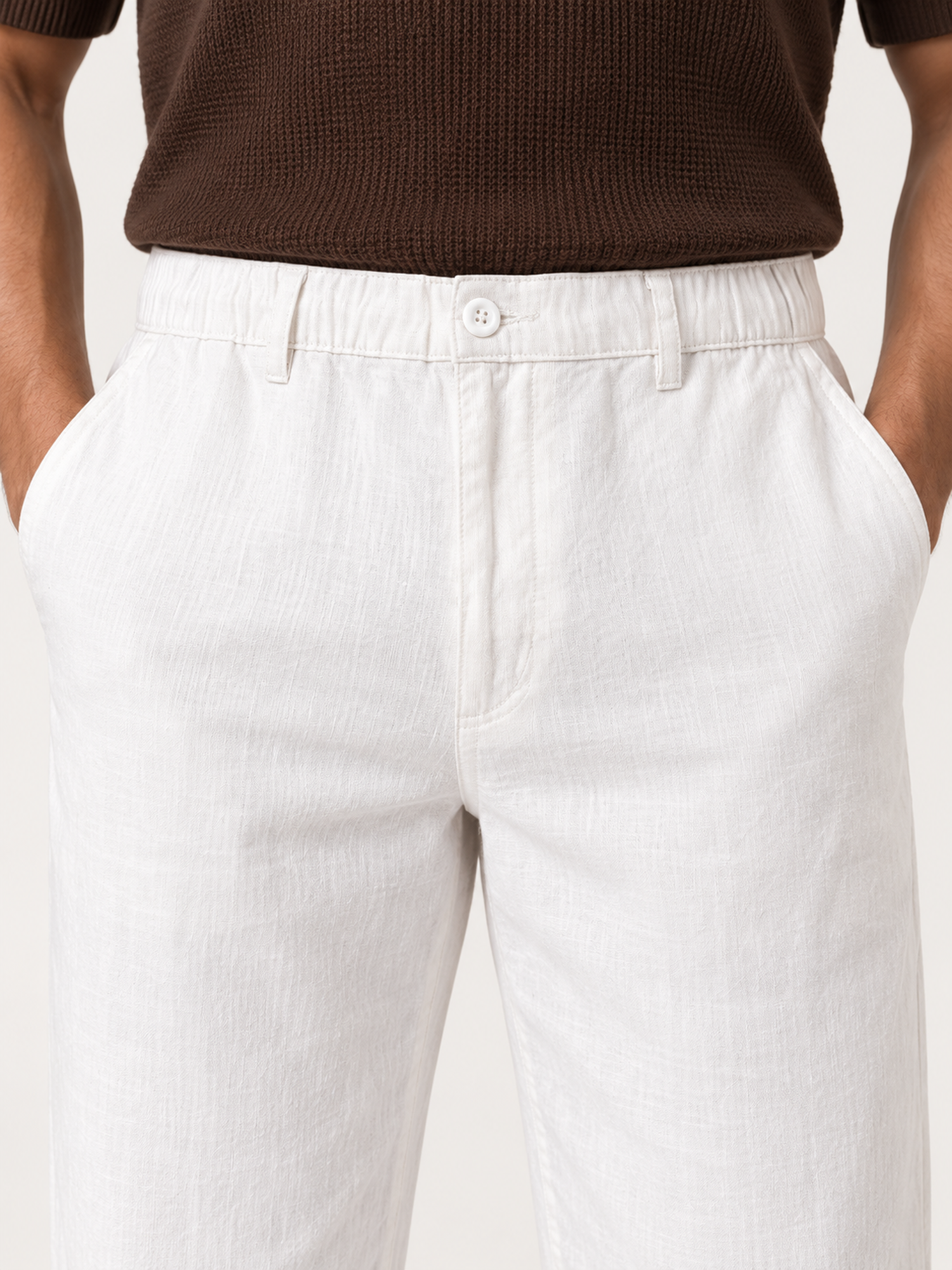 Cotton Linen Casual Pants in White