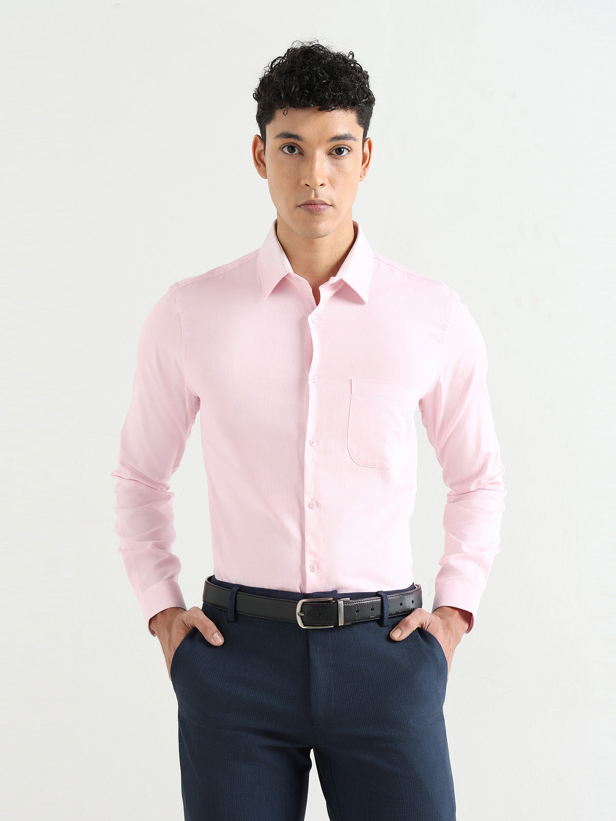 Men's Pure Cotton Comfort Fit Textured Evening Shirt – Pink