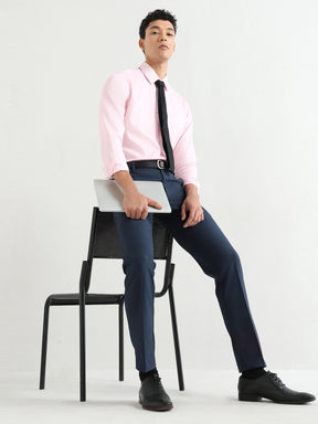 Men's Pure Cotton Comfort Fit Textured Evening Shirt – Pink