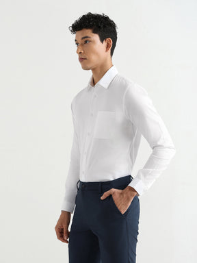 Men's Pure Cotton Comfort Fit Textured Evening Shirt – White