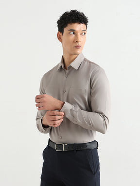 Men's Pure Cotton Comfort Fit Textured Evening Shirt –Olive Grey