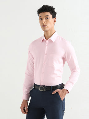 Men's Pure Cotton Comfort Fit Textured Evening Shirt – Pink