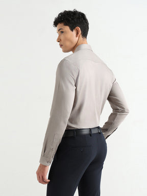 Men's Pure Cotton Comfort Fit Textured Evening Shirt –Olive Grey
