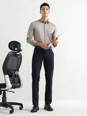Men's Pure Cotton Comfort Fit Textured Evening Shirt –Olive Grey