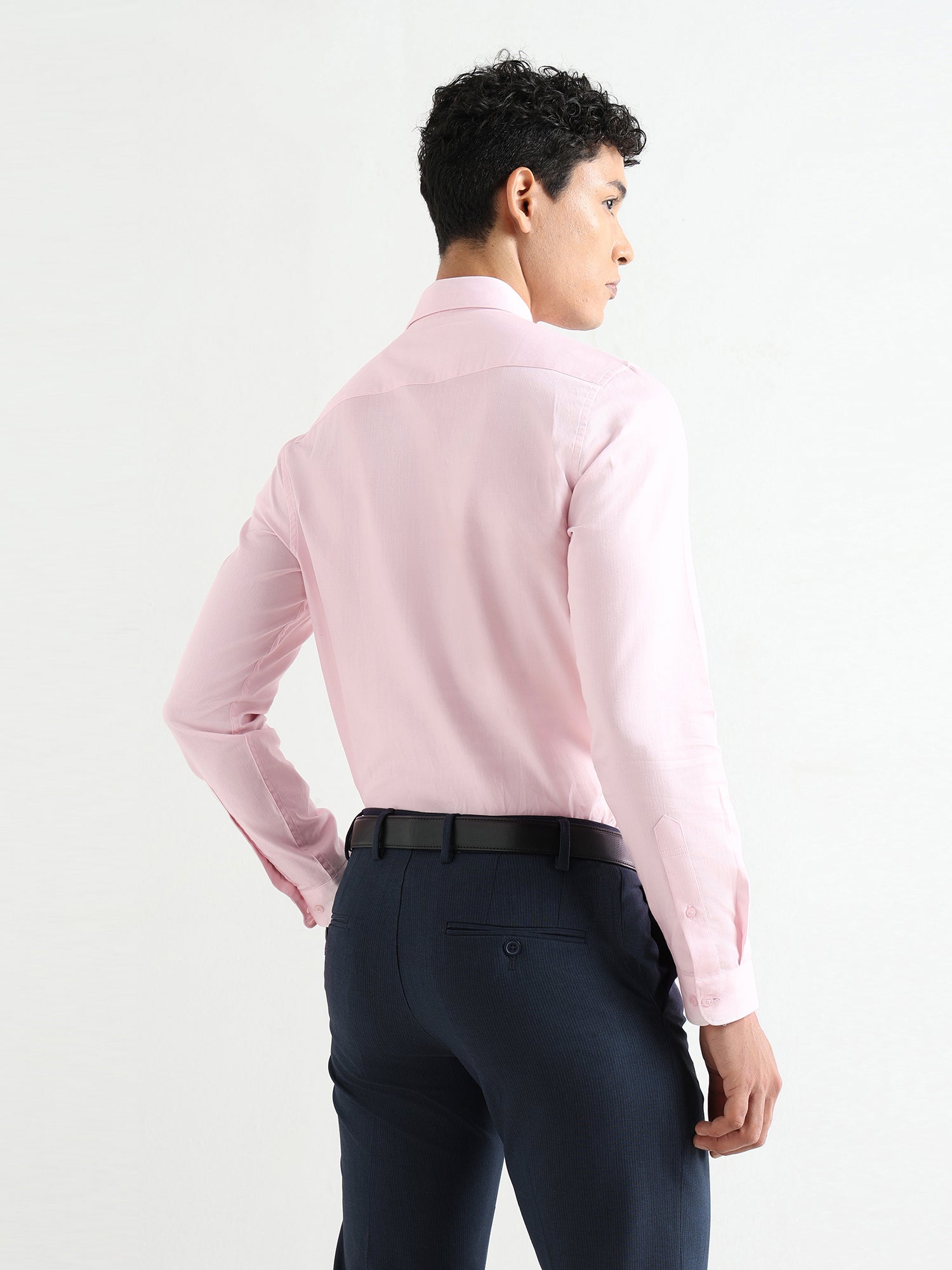 Men's Pure Cotton Comfort Fit Textured Evening Shirt – Pink