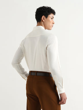 Men's Pure Cotton Comfort Fit Textured Evening Shirt – Ivory Cream