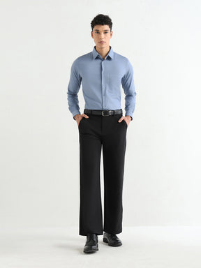 Men's Pure Cotton Comfort Fit Textured Evening Shirt – Steel Blue