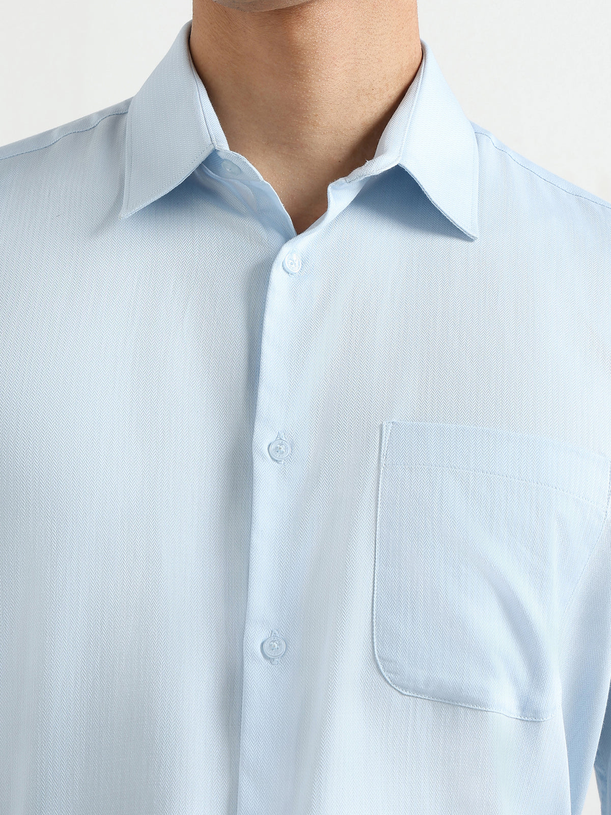 Men's Pure Cotton Comfort Fit Textured Evening Shirt – Blue