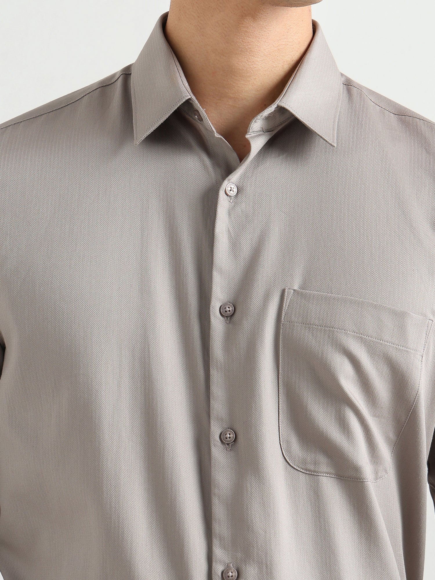 Men's Pure Cotton Comfort Fit Textured Evening Shirt –Olive Grey