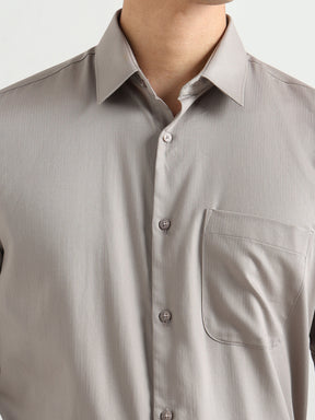 Men's Pure Cotton Comfort Fit Textured Evening Shirt –Olive Grey