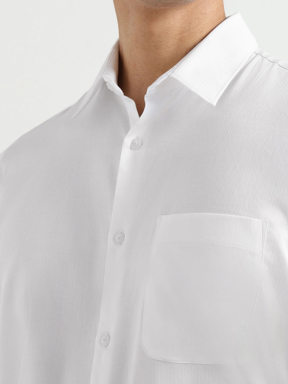 Men's Pure Cotton Comfort Fit Textured Evening Shirt – White