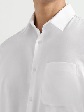 Men's Pure Cotton Comfort Fit Textured Evening Shirt – White