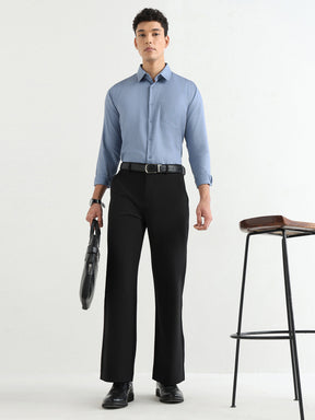 Men's Pure Cotton Comfort Fit Textured Evening Shirt – Steel Blue