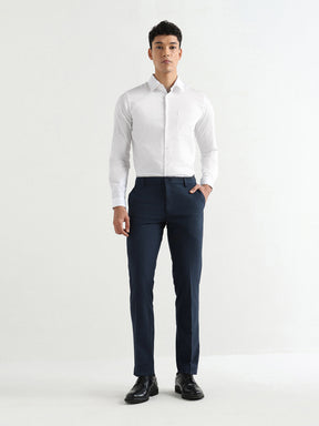 Men's Pure Cotton Comfort Fit Textured Evening Shirt – White