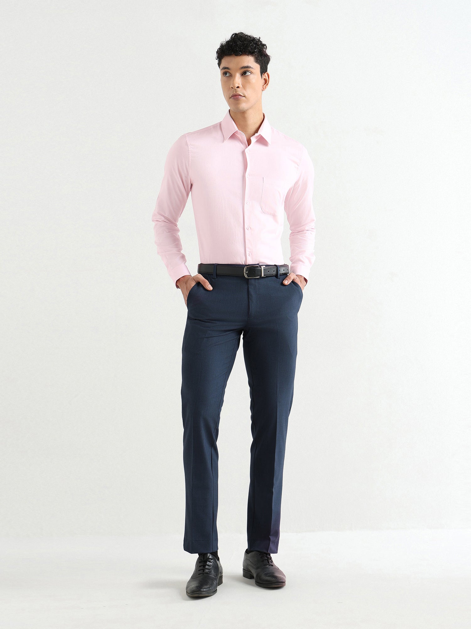 Men's Pure Cotton Comfort Fit Textured Evening Shirt – Pink