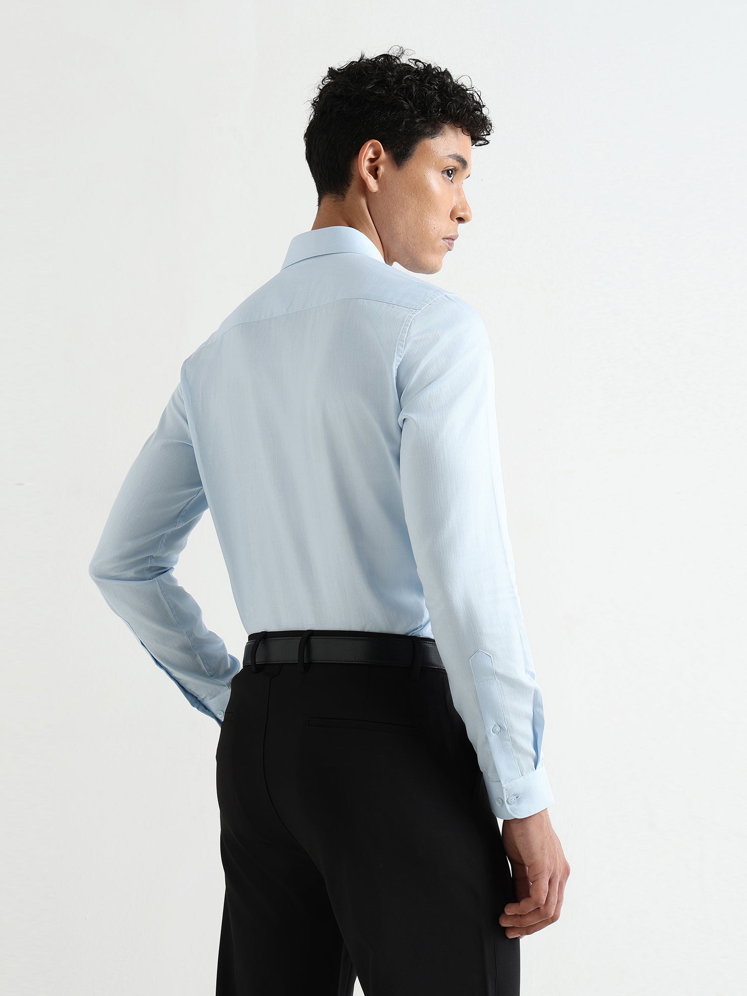 Men's Pure Cotton Comfort Fit Textured Evening Shirt – Blue