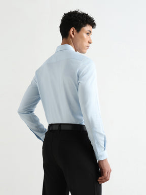 Men's Pure Cotton Comfort Fit Textured Evening Shirt – Blue