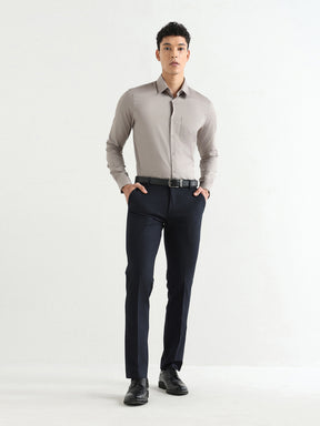Men's Pure Cotton Comfort Fit Textured Evening Shirt –Olive Grey