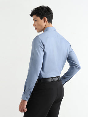 Men's Pure Cotton Comfort Fit Textured Evening Shirt – Steel Blue