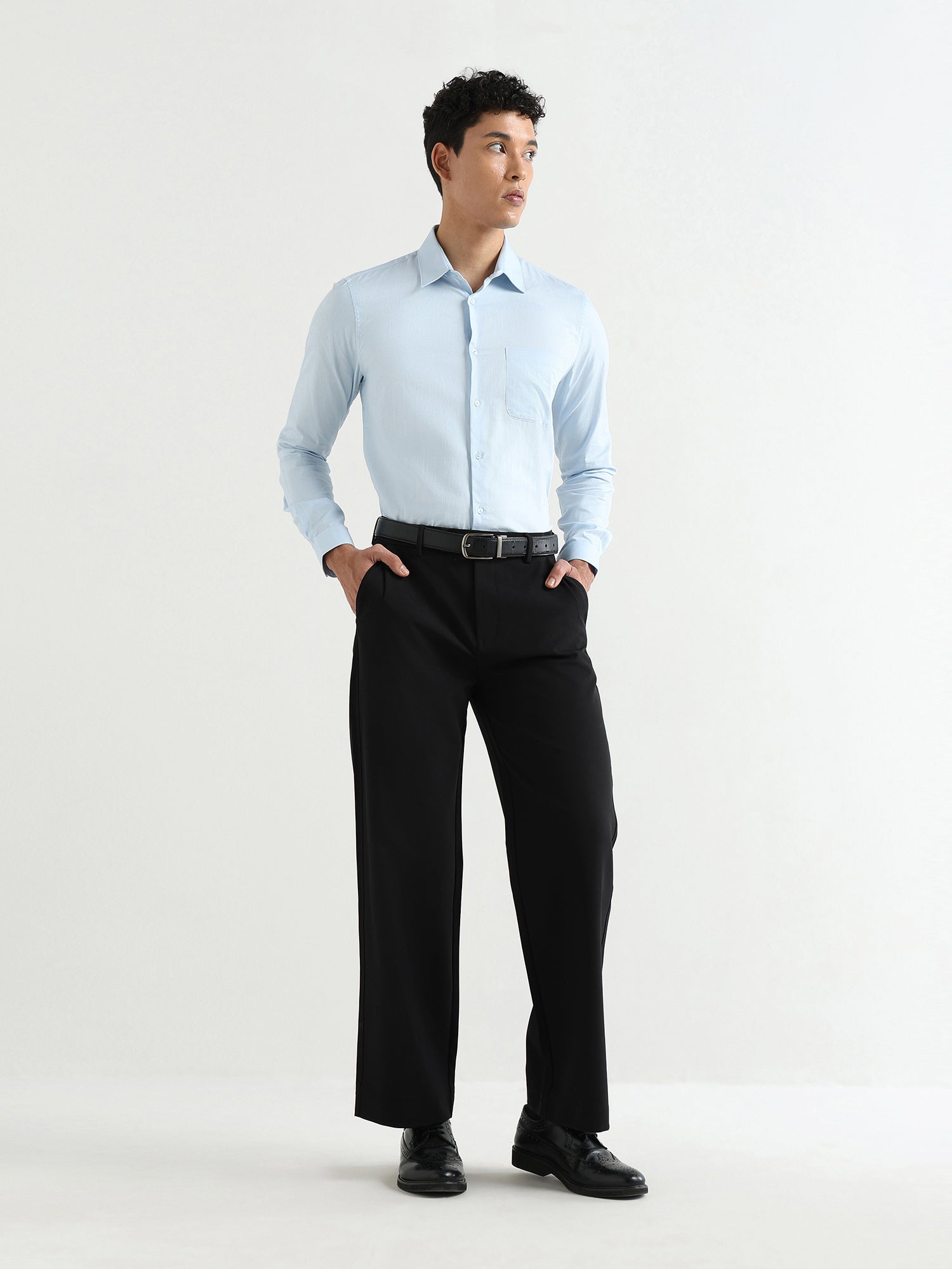 Men's Pure Cotton Comfort Fit Textured Evening Shirt – Blue