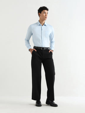Men's Pure Cotton Comfort Fit Textured Evening Shirt – Blue