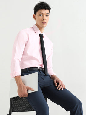 Men's Pure Cotton Comfort Fit Textured Evening Shirt – Pink