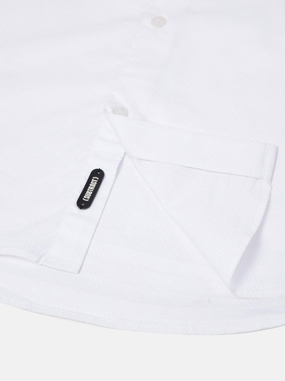 Dobby Evening Shirt in White with Stretch - Slim Fit