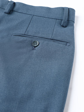 4-Way Stretch Formal Trousers in Steel Blue- Slim Fit