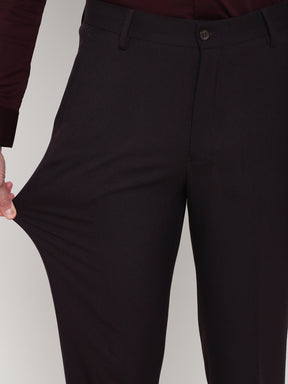 4-Way Stretch Formal Trousers in Dark Wine- Slim Fit