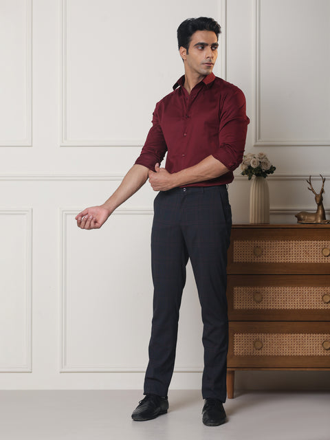 2-Way Stretch Checked Formal Trousers