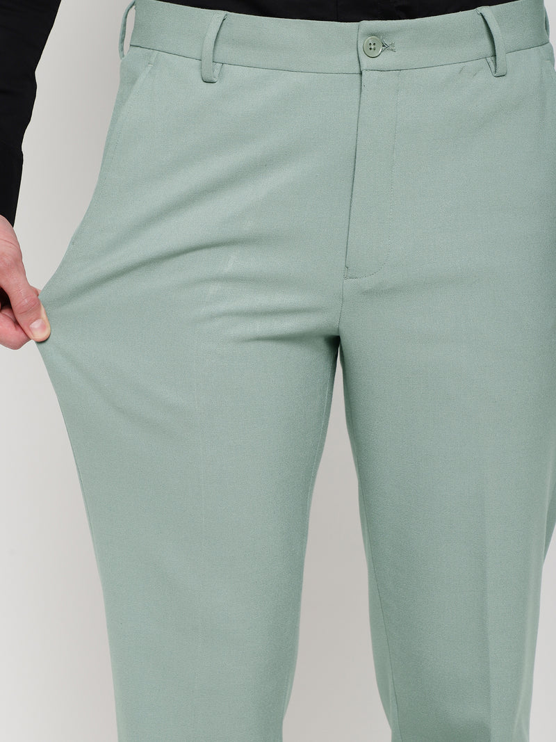 4-Way Stretch Formal Trousers in Mint Green- Slim Fit