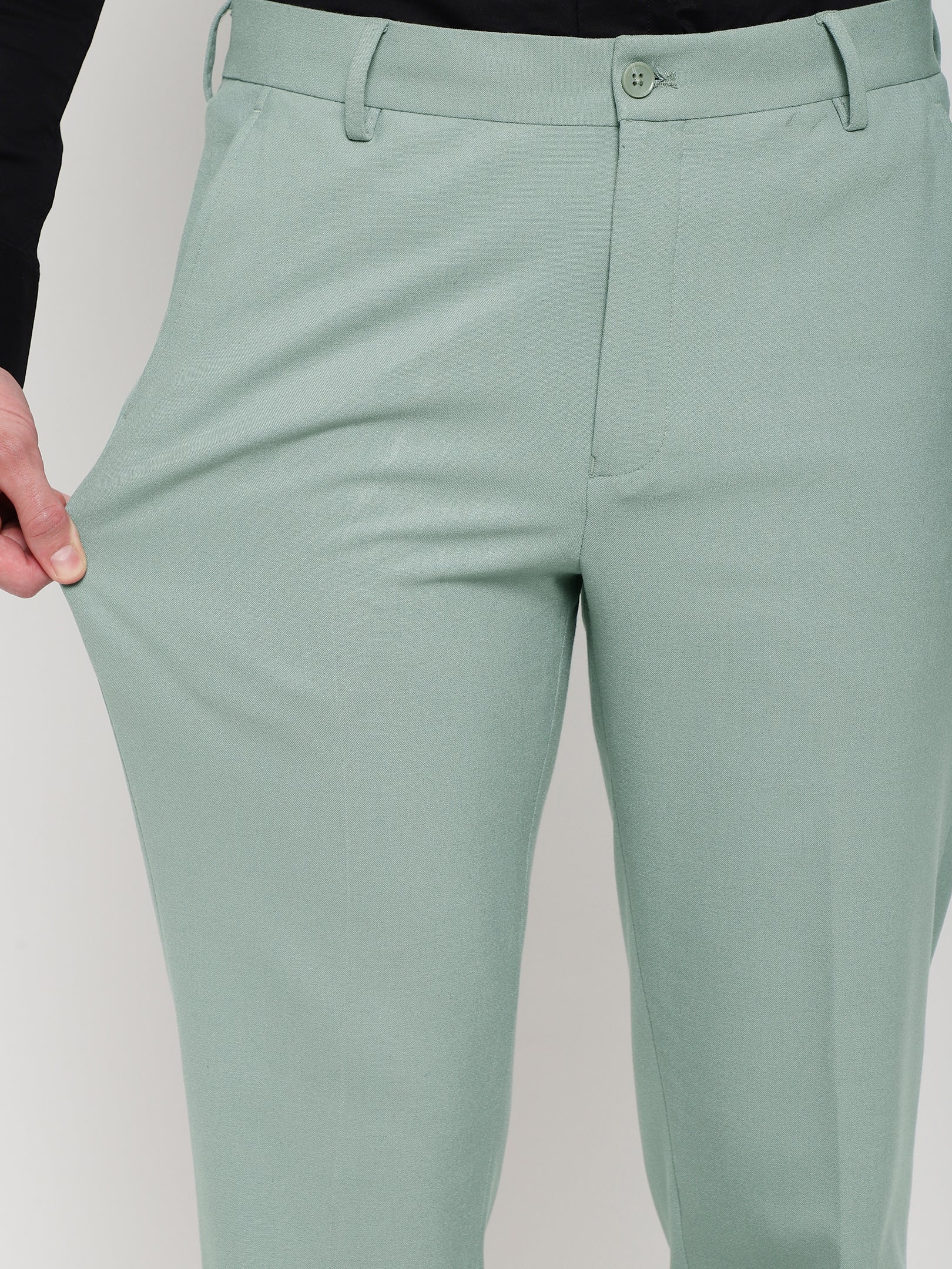 4-Way Stretch Formal Trousers in Mint Green- Slim Fit