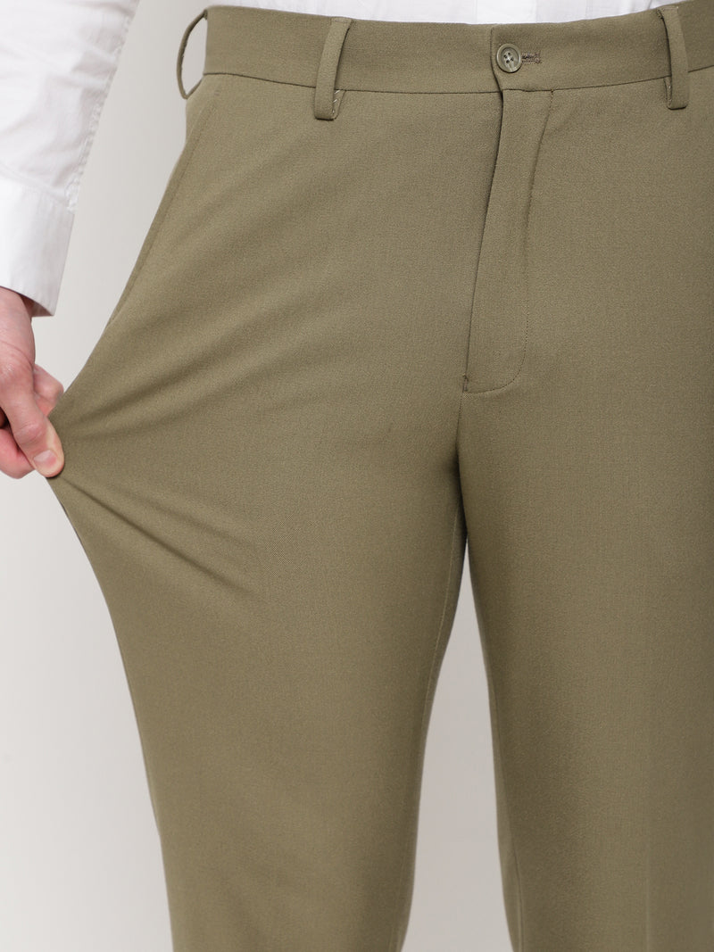 4-Way Stretch Formal Trousers in Tan Khaki- Slim Fit