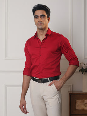 Luxestretch™ Crimson Shirt & Movelite™ Steelgrey Trousers
