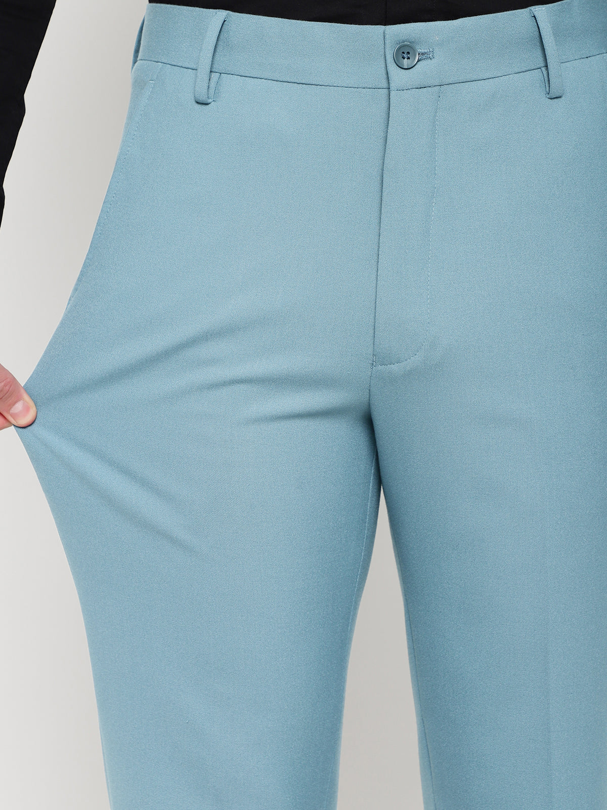 4-Way Stretch Formal Trousers in Powder Blue- Slim Fit