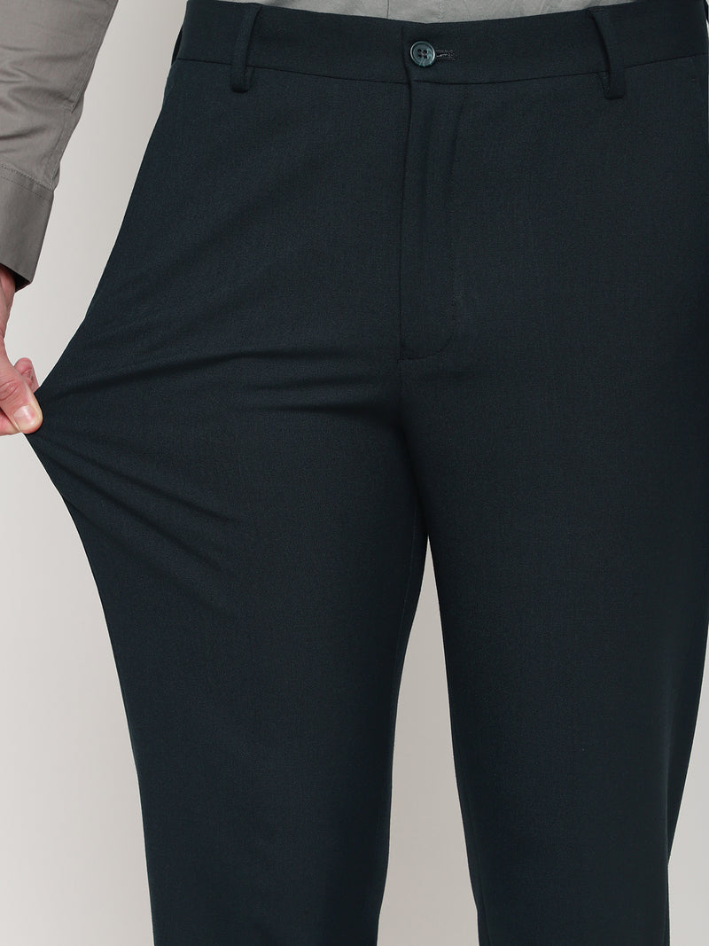 4-Way Stretch Formal Trousers in Bottle Green- Slim Fit