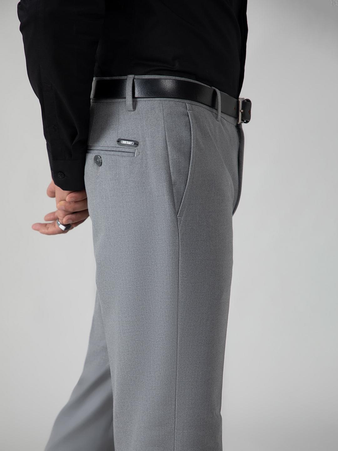 4-Way Stretch Formal Trousers in Light Grey- Slim Fit