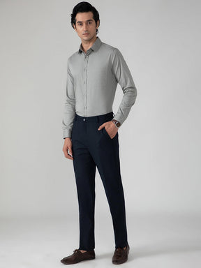 2 Way Stretch Cotton Shirt in Ash Grey- Slim Fit