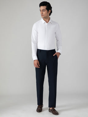 2 Way Stretch Satin Shirt in White- Slim Fit