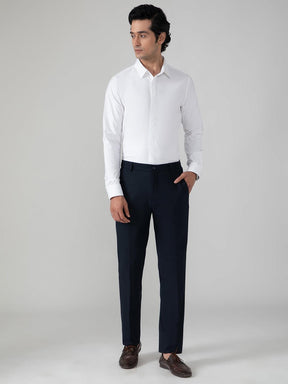 2 Way Stretch Satin Shirt in White- Slim Fit