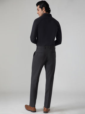 2 Way Stretch Cotton Shirt in Raven Black- Slim Fit