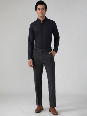Dobby Evening Shirt in Raven Black with Stretch - Slim Fit